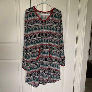 Holiday Christmas Red & Green Pajama Dress